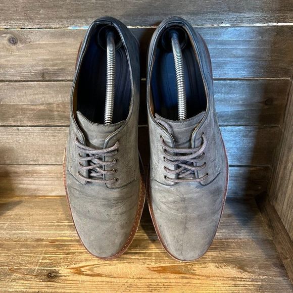 Mens Cole Haan Tanner Plain Toe Gray Suede Derby Comfort Shoes Sneakers Size 10M - Picture 3 of 6